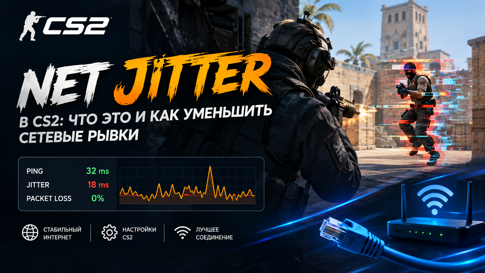 Net Jitter в CS2 — как уменьшить сетевые рывки и стабилизировать интернет